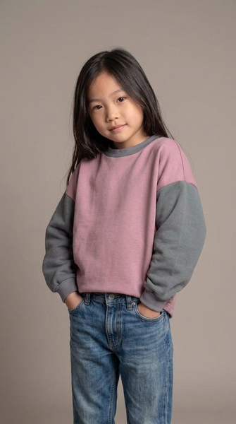 Load image into Gallery viewer, Colour Block Grey/Rose Pullover Kids