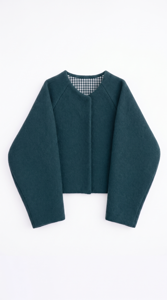 Load image into Gallery viewer, Teal Wool Bolero Jacket