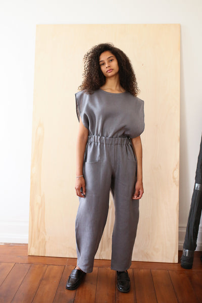 Load image into Gallery viewer, Gray Linnen Pocket Trousers