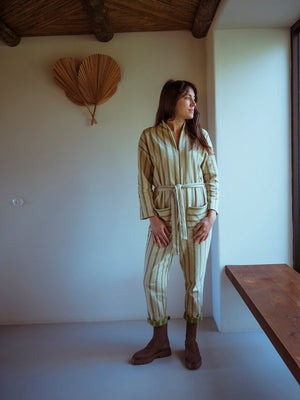 Leaf Stripe Painters Longarm Overall ADULT