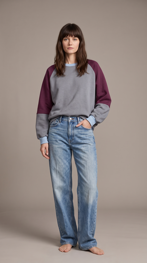 Colour Block Grey/Burgundi Pullover