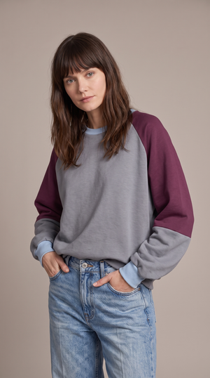 Colour Block Grey/Burgundi Pullover