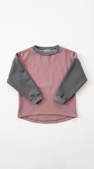 Colour Block Grey/Rose Pullover Kids