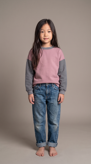 Colour Block Grey/Rose Pullover Kids