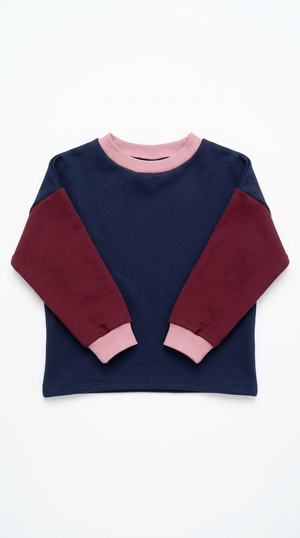 Colour Block Navy/Burgundi Pullover Adult
