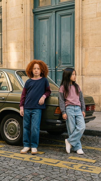 Load image into Gallery viewer, Colour Block Navy/Bordeaux Pullover Kids
