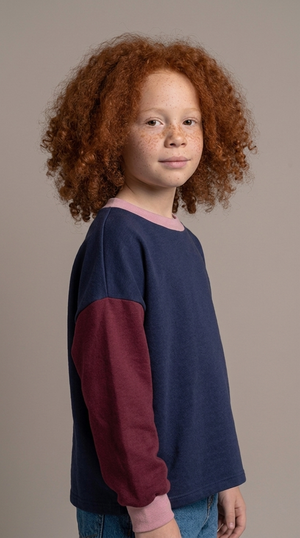 Colour Block Navy/Bordeaux Pullover Kids