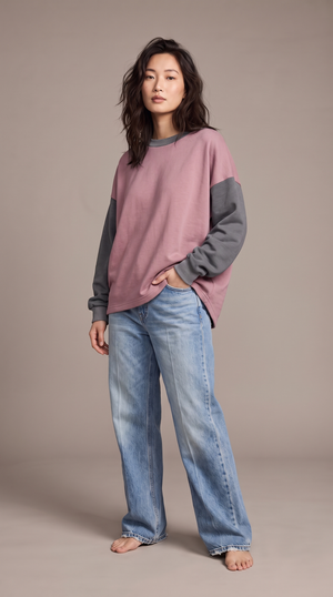 Colour Block Gray/Rose Pullover Adult