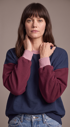 Colour Block Navy/Burgundi Pullover Adult