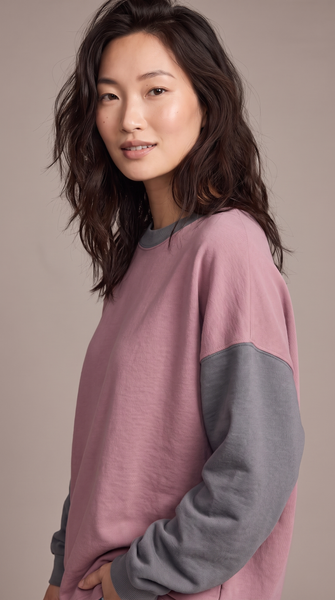 Load image into Gallery viewer, Colour Block Gray/Rose Pullover Adult
