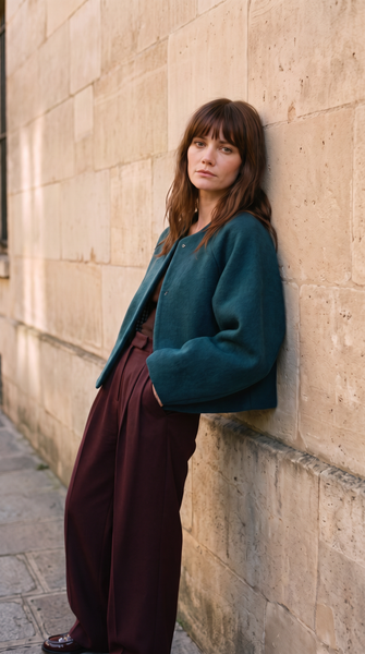 Load image into Gallery viewer, Teal Wool Bolero Jacket
