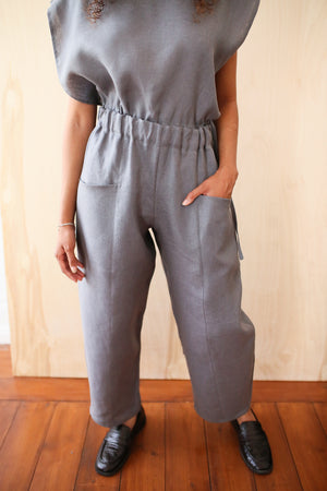 Gray Linnen Pocket Trousers