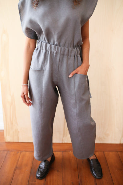 Load image into Gallery viewer, Gray Linnen Pocket Trousers
