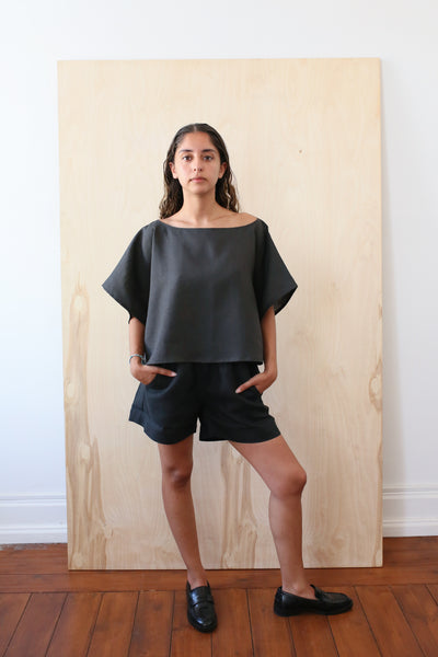 Load image into Gallery viewer, Black Linnen Shorts
