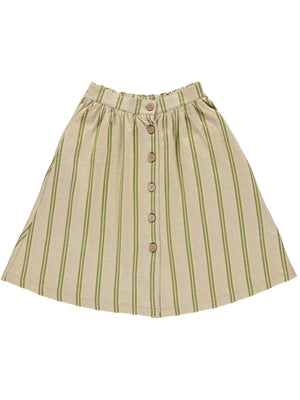 Leaf Stripe Midi Button Skirt